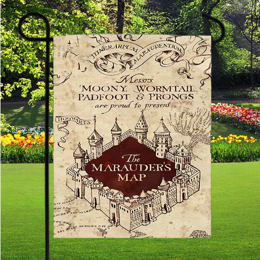 Harry Potter Inspired The Marauders Map Garden Flag Yard Sign Outdoor Lawn 12 X 18 inch
