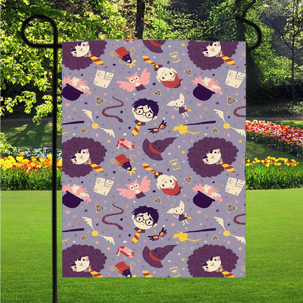 Harry Potter Purple Pattern Garden Flag Yard Sign Outdoor Lawn 12 X 18 inch