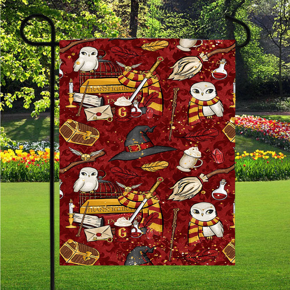 Harry Potter Red Pattern Wallpapers Garden Flag Yard Sign Outdoor Lawn 12 X 18 inch