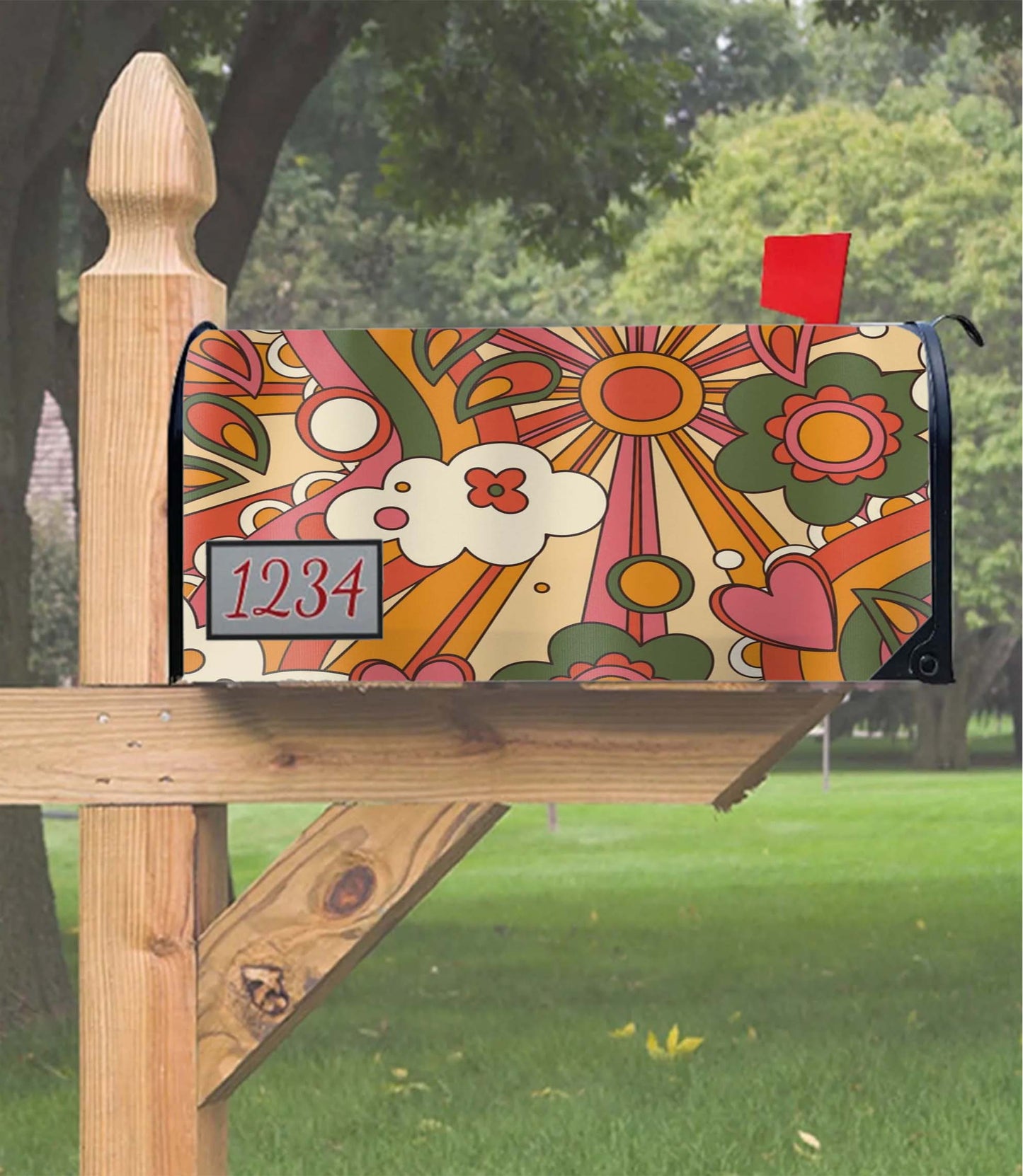 70S Groovy Sunshine Mailbox Cover