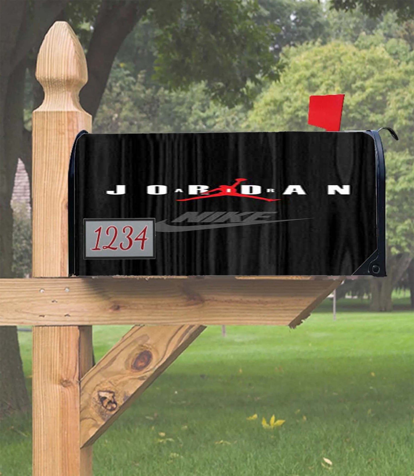 Air Jordan Black Wood Grain Mailbox Cover