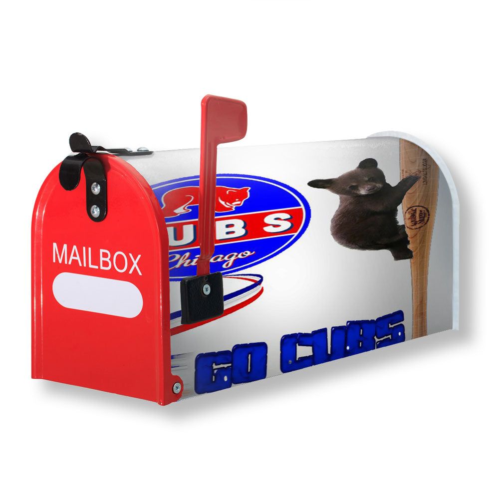 Chicago Cubs Bear And Baseball Club Team Magnetic Mailbox Cover - 18.0" x 21.0"