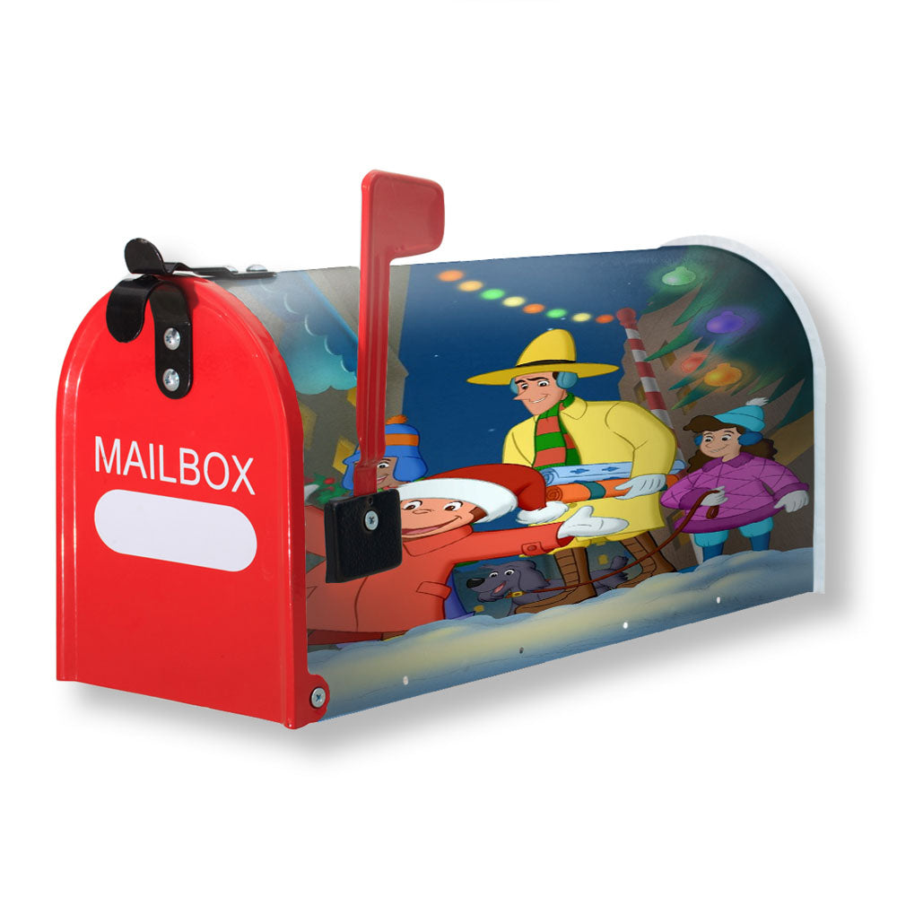 Christmas Curious George And Friends Magnetic Mailbox Cover - 18.0" x 21.0"