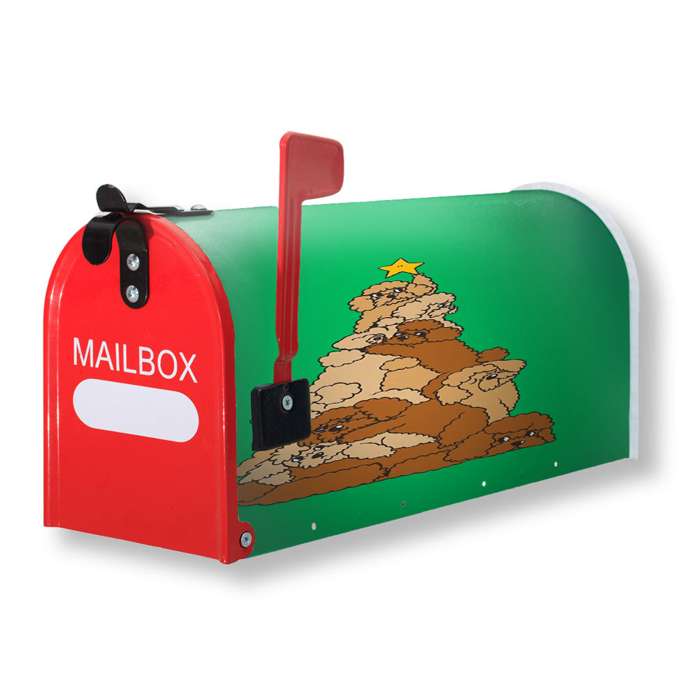 Christmas Tree Poodle Dog Green Magnetic Mailbox Cover - 18.0" x 21.0"
