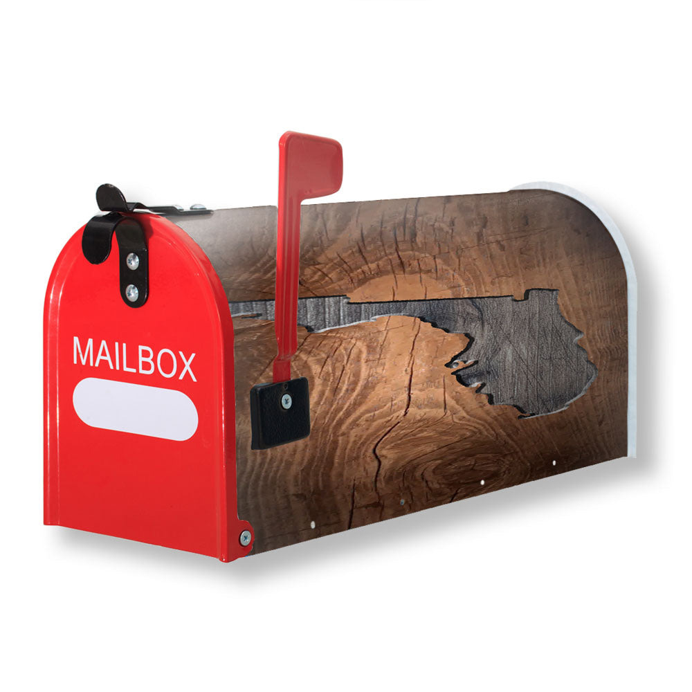 Florida States Map Two Tone Wood Texture Magnetic Mailbox Cover - 18.0" x 21.0"