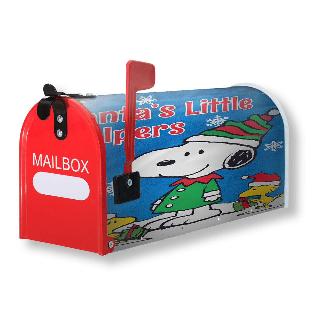 Peanuts Santa'S Little Helpers Snoopy And Woodstock Christmas Magnetic Mailbox Cover - 18.0" x 21.0"
