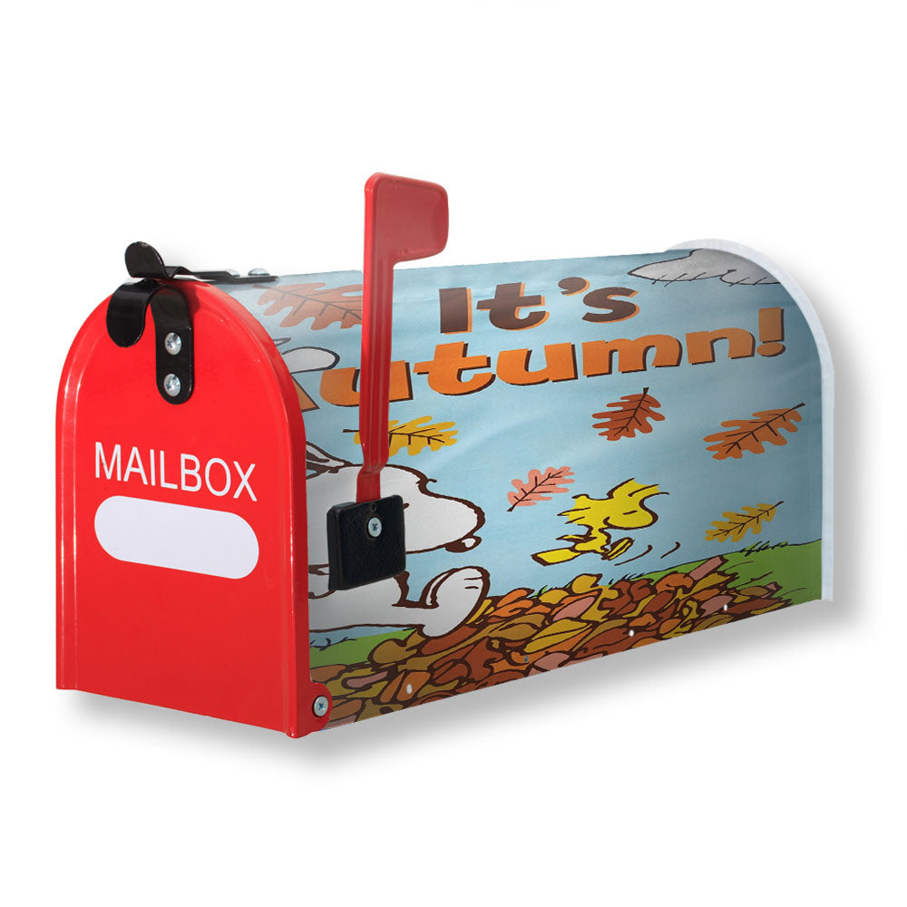 Peanuts Snoopy Fall Flag Snoopy And Woodstock Autumn Magnetic Mailbox Cover - 18.0" x 21.0"