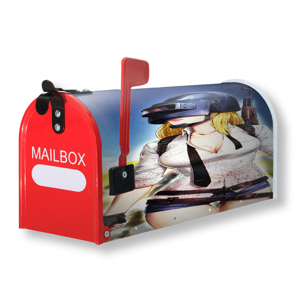 Pubg Helmet Girl Magnetic Mailbox Cover - 18.0" x 21.0"