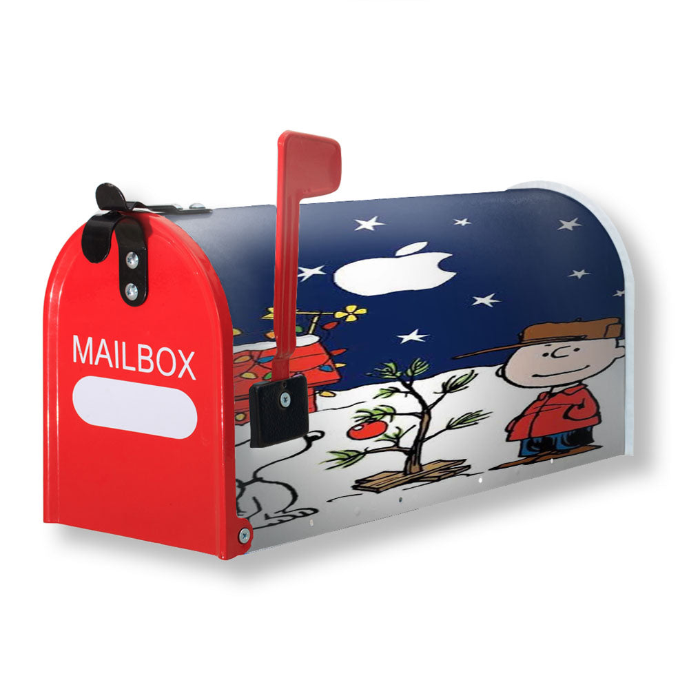Snoopy And Charlie Brown Christmas Lights Apple Magnetic Mailbox Cover - 18.0" x 21.0"