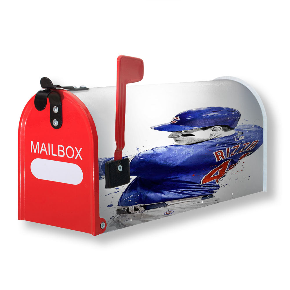 Watercolor Anthony Rizzo Chicago Cubs Baseball Magnetic Mailbox Cover - 18.0" x 21.0"