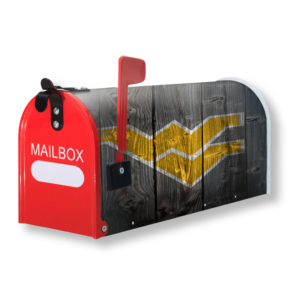 West Virginia Yellow Logo Dark Wood Wallpaper Magnetic Mailbox Cover - 18.0" x 21.0"
