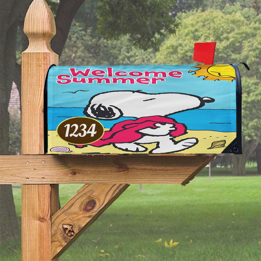 Peanuts Summer Beach Snoopy Magnetic Mailbox Cover 18" X 21" Outdoor Decor