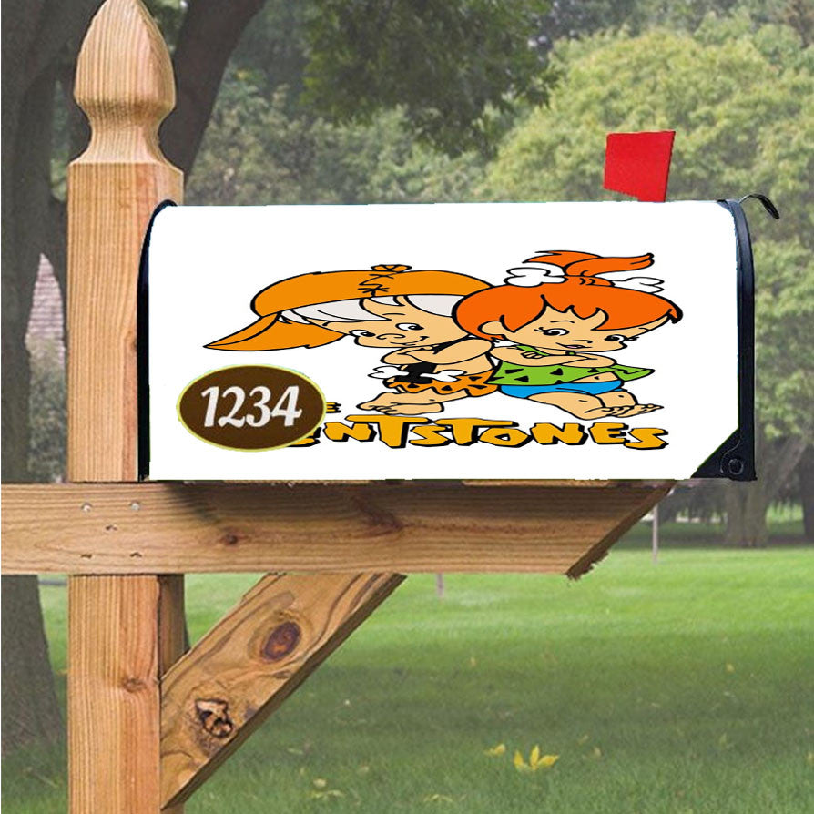 Pebbles And Bamm Bamm Flintstones Magnetic Mailbox Cover 18" X 21" Outdoor Decor