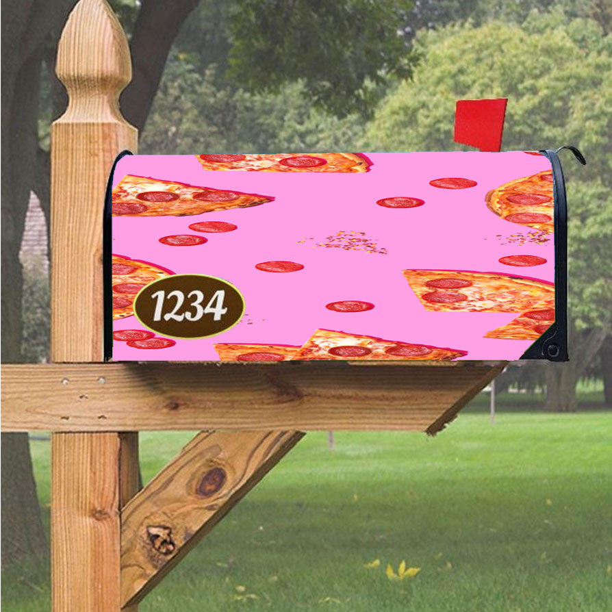 Pepperoni Lovers Pizza Pattern Magnetic Mailbox Cover 18" X 21" Outdoor Decor