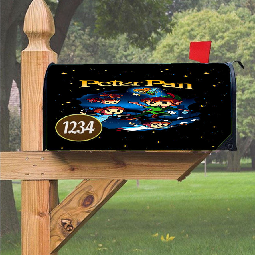 Peter Pan Cartoon Night Magnetic Mailbox Cover 18" X 21" Outdoor Decor