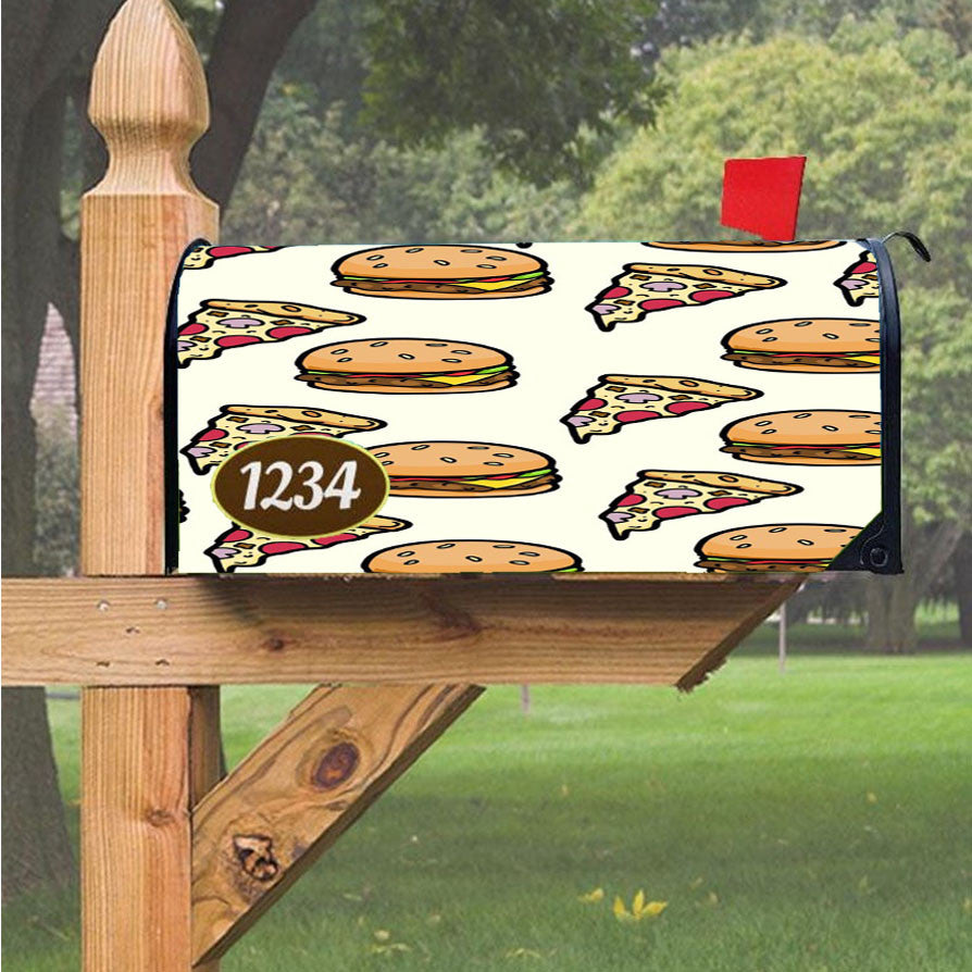Pizza Food And Wallpaper Magnetic Mailbox Cover 18" X 21" Outdoor Decor