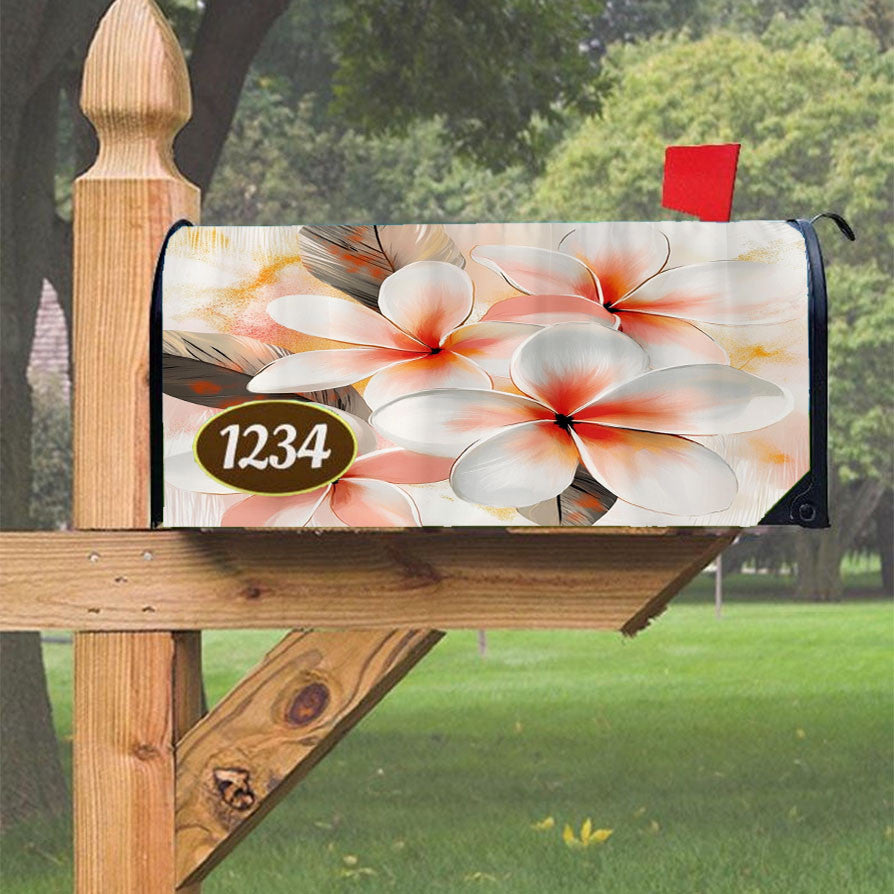 Plumeria Floral Magnetic Mailbox Cover 18" X 21" Outdoor Decor