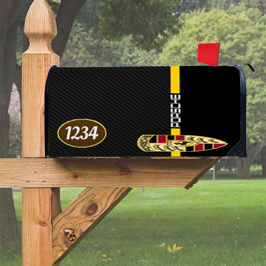 Porsche Stripe Carbon Magnetic Mailbox Cover 18" X 21" Outdoor Decor