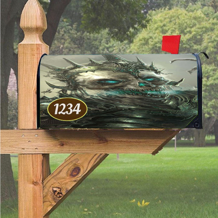 Skeleton King Magnetic Mailbox Cover 18" X 21" Outdoor Decor