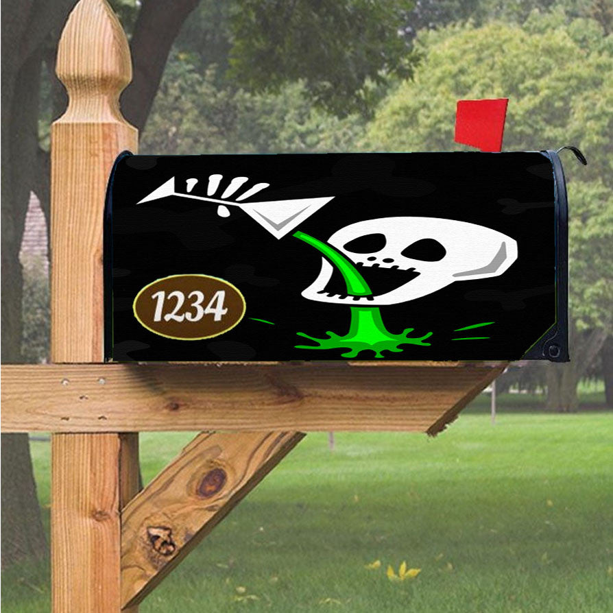 Skeleton Poison Drink Magnetic Mailbox Cover 18" X 21" Outdoor Decor