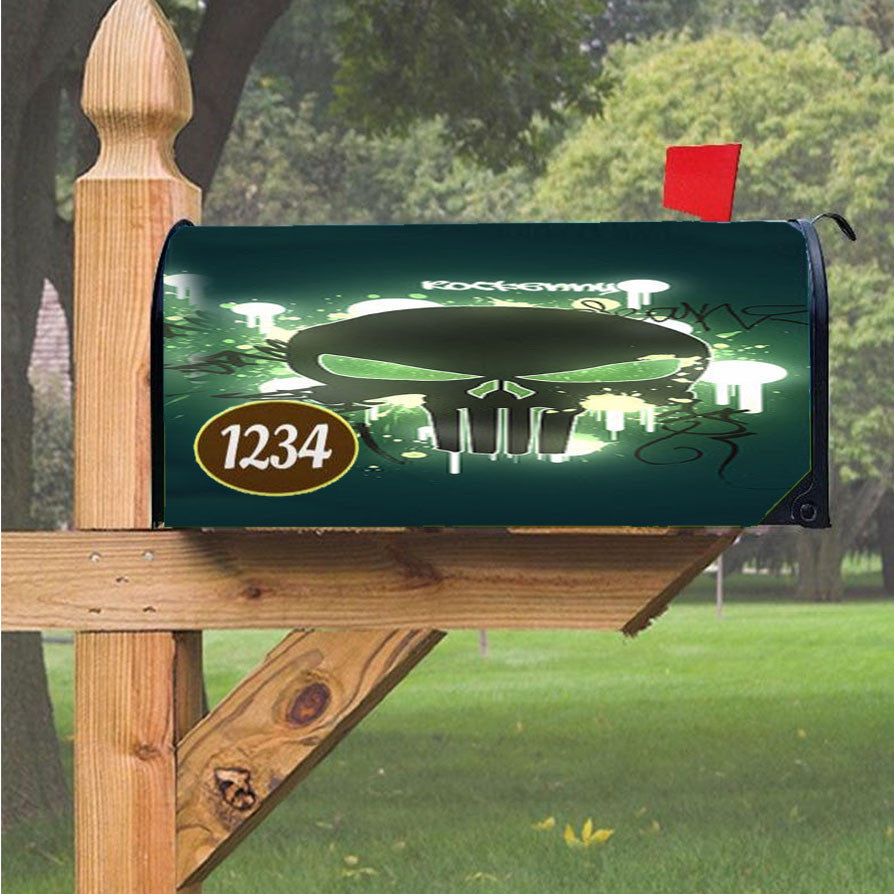 Skull Magnetic Mailbox Cover 18" X 21" Outdoor Decor