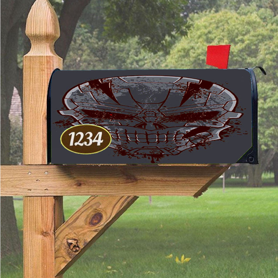 Skull Cyborg Magnetic Mailbox Cover 18" X 21" Outdoor Decor