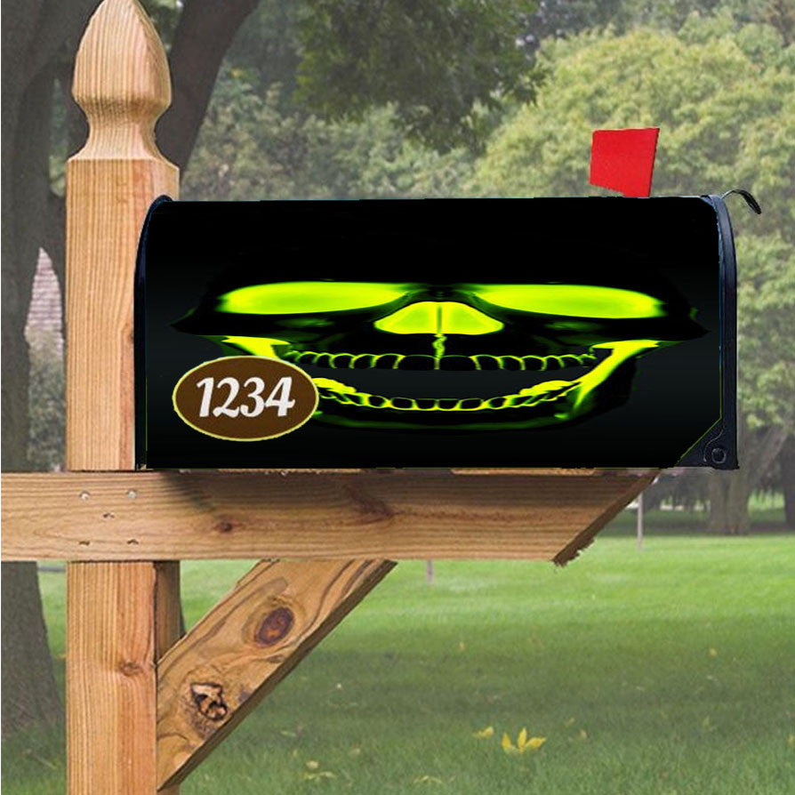 Skull With Light Magnetic Mailbox Cover 18" X 21" Outdoor Decor
