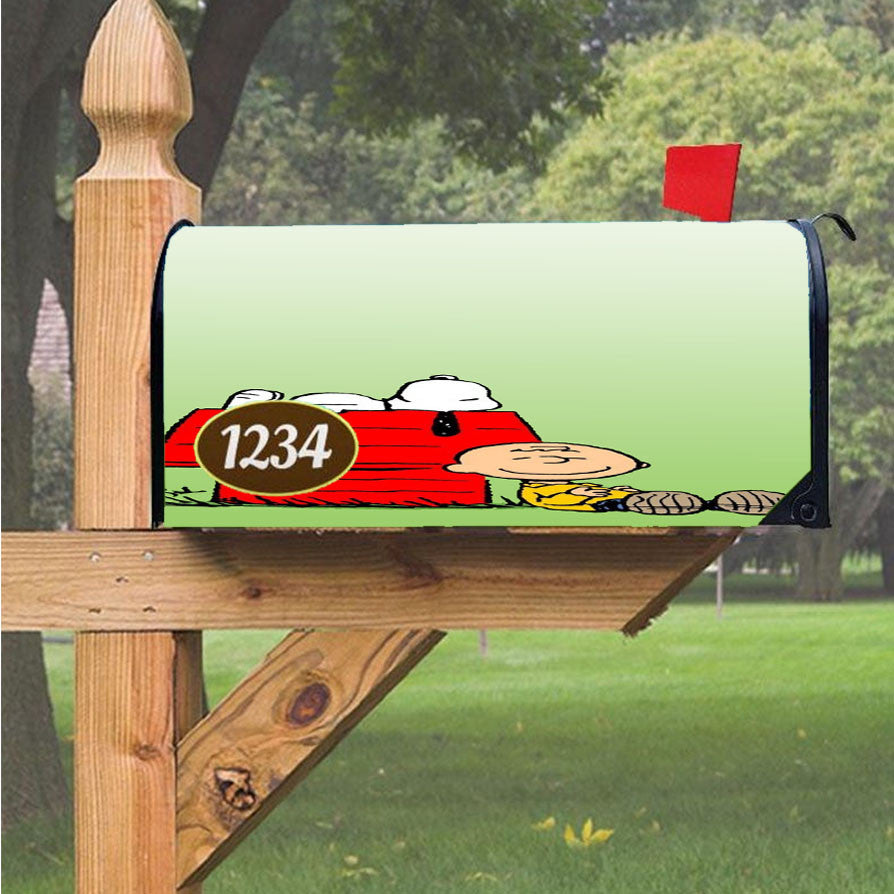 Snoopy Charlie Brown And Moon Magnetic Mailbox Cover 18" X 21" Outdoor Decor