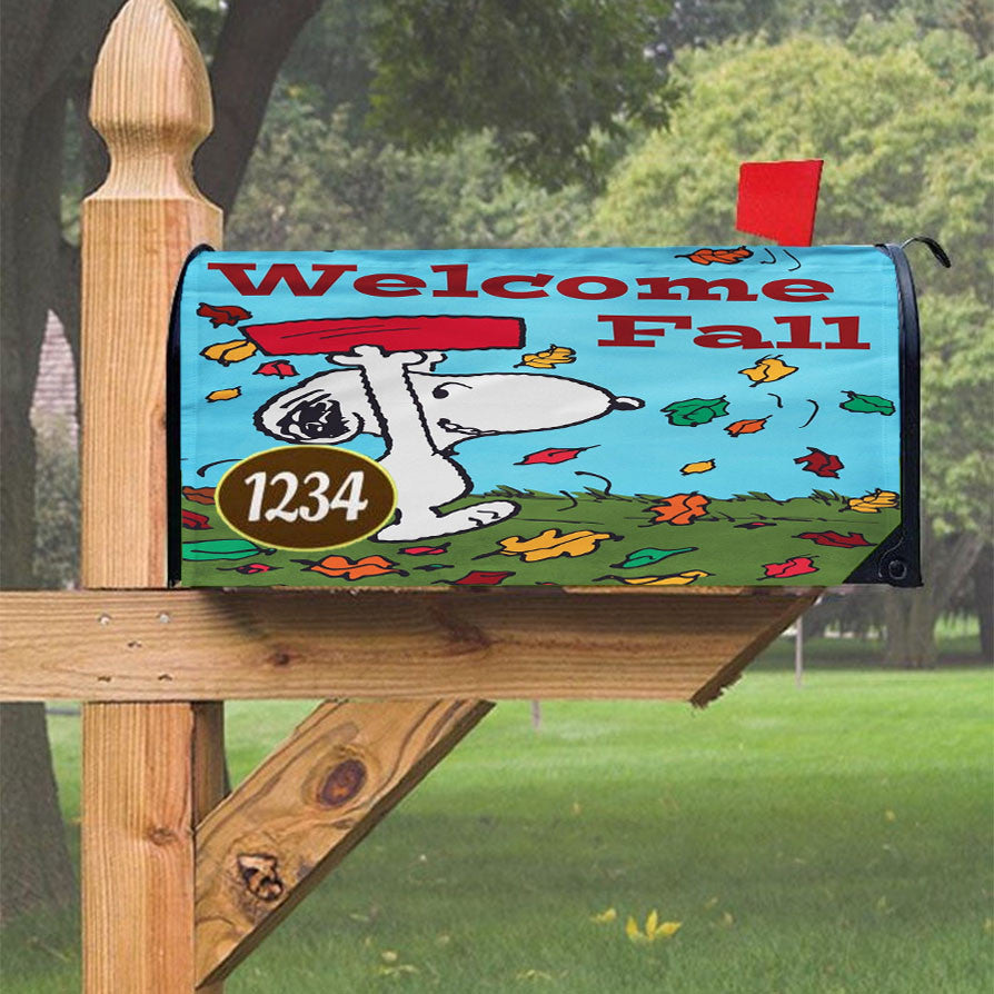 Snoopy White Magnetic Mailbox Cover 18" X 21" Outdoor Decor