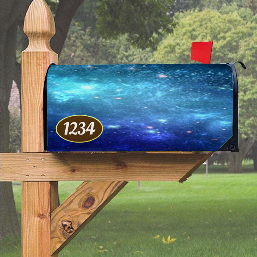 Space Blue Dots Magnetic Mailbox Cover 18" X 21" Outdoor Decor
