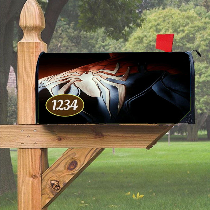 Spider Man Black Magnetic Mailbox Cover 18" X 21" Outdoor Decor