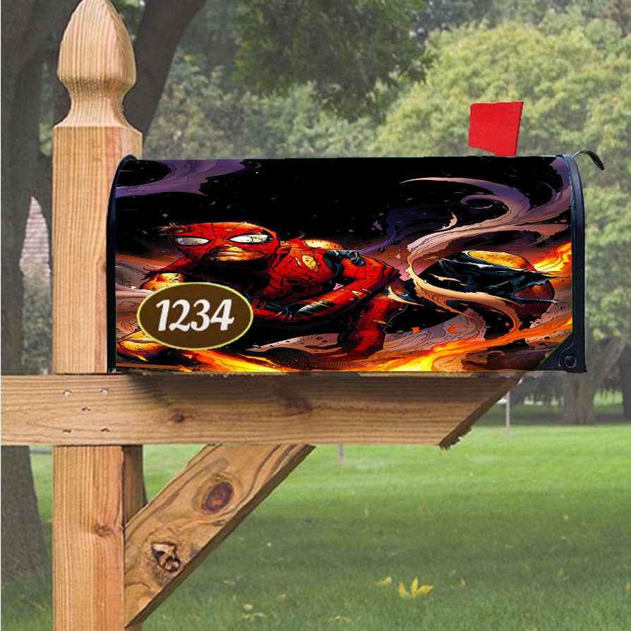 Spider Man Black And Gold Edition Magnetic Mailbox Cover 18" X 21" Outdoor Decor