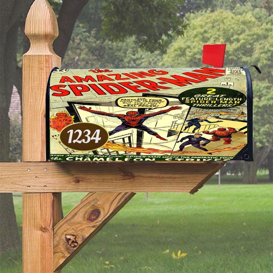 Spiderman Comic X Tom Holland Magnetic Mailbox Cover 18" X 21" Outdoor Decor