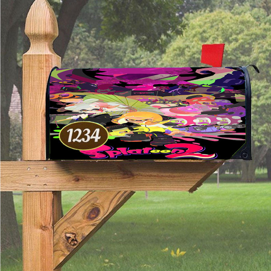 Splatoon Splash Game Wallpape Magnetic Mailbox Cover 18" X 21" Outdoor Decor