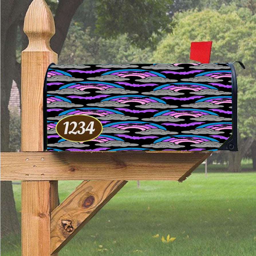 Spooky Halloween Rainbow Pattern Magnetic Mailbox Cover 18" X 21" Outdoor Decor