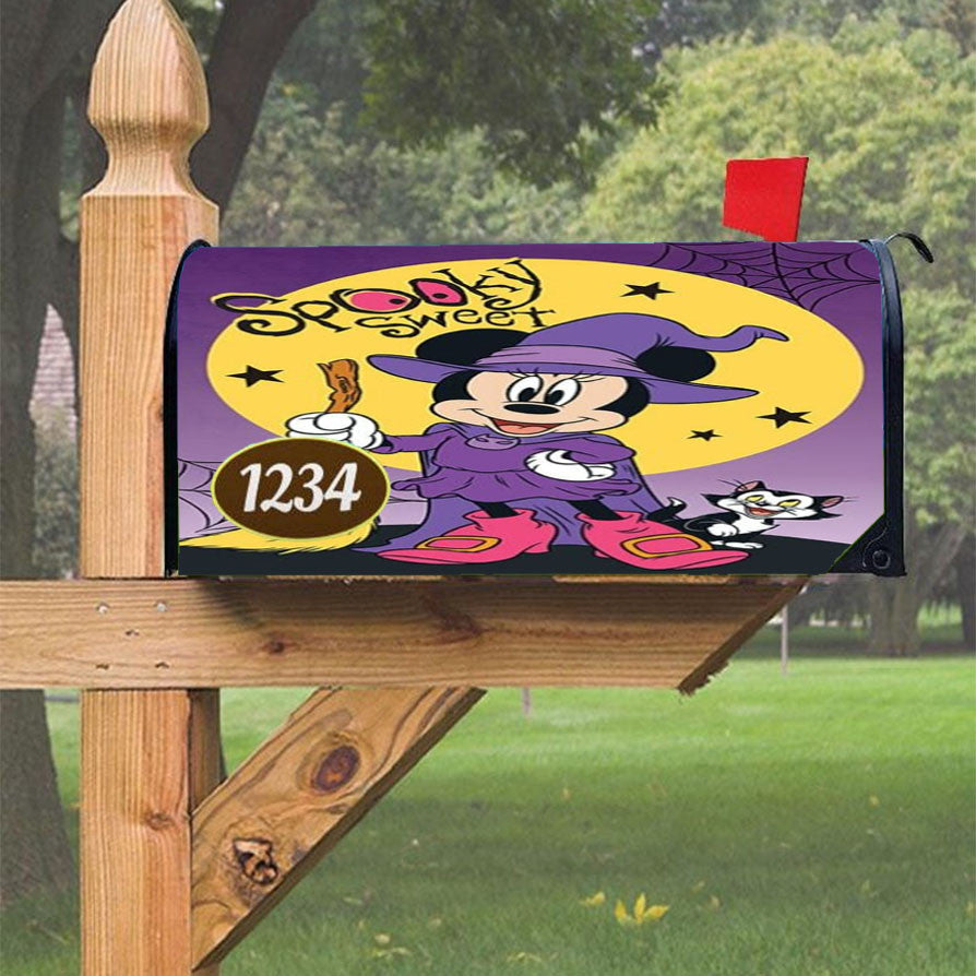 Spooky Sweet Minnie Figaro Magnetic Mailbox Cover 18" X 21" Outdoor Decor