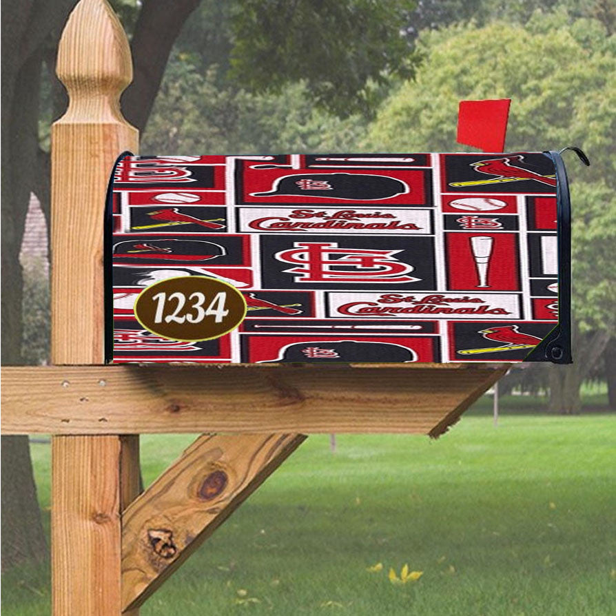 St Louis Cardinals Baseball Doodle Logo Magnetic Mailbox Cover 18" X 21" Outdoor Decor