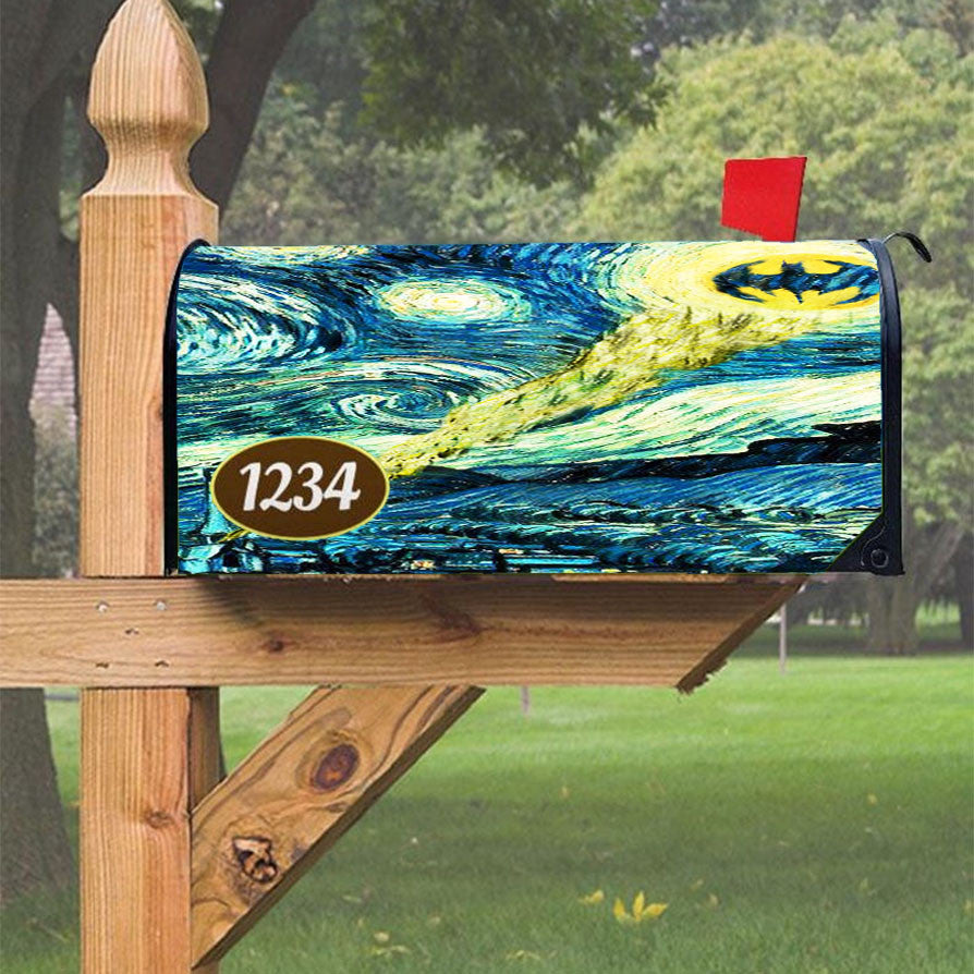 Starry Night Batman Logo Magnetic Mailbox Cover 18" X 21" Outdoor Decor