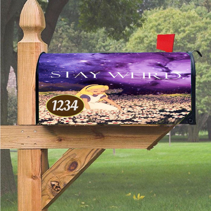Stay Weird Alice Wonderland Magnetic Mailbox Cover 18" X 21" Outdoor Decor