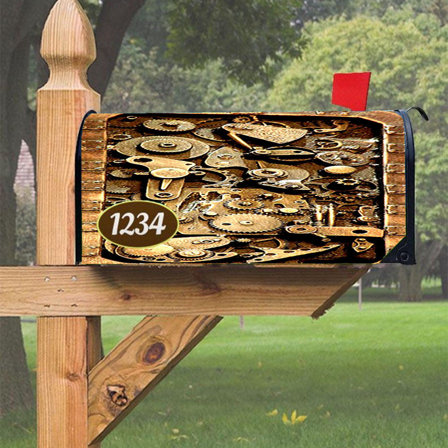 Steampunk 2 Magnetic Mailbox Cover 18" X 21" Outdoor Decor