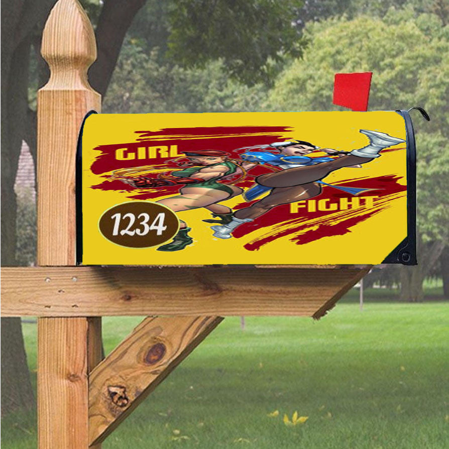 Street Fighter Girl Magnetic Mailbox Cover 18" X 21" Outdoor Decor