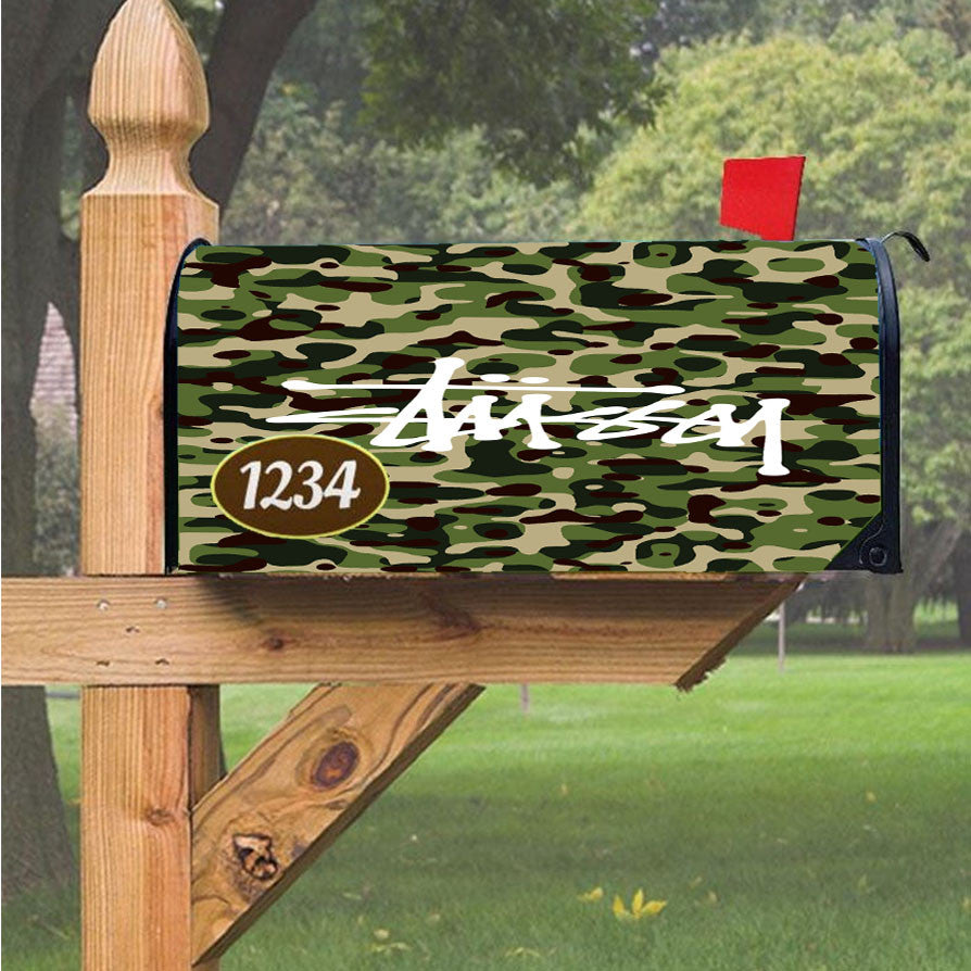 Stussy Bape Camouflage Green Magnetic Mailbox Cover 18" X 21" Outdoor Decor