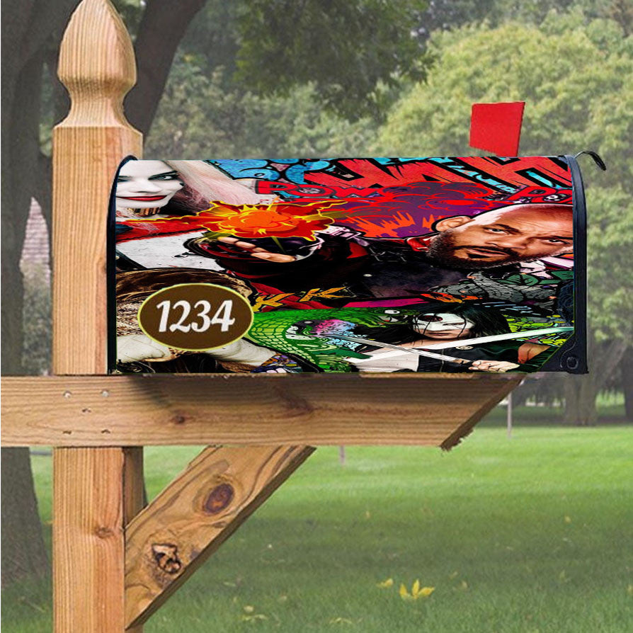 Suicide Squad Collage Comic Style Magnetic Mailbox Cover 18" X 21" Outdoor Decor