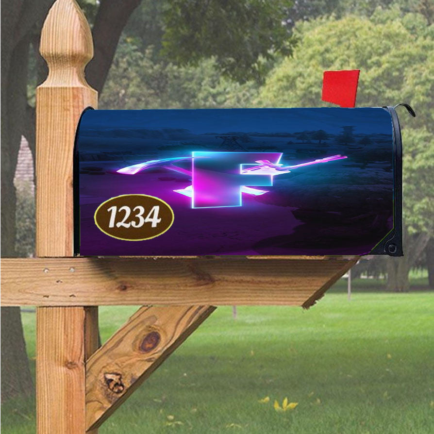 Glowing Fortnite Logo Season 6 Magnetic Mailbox Cover 18" X 21" Outdoor Decor