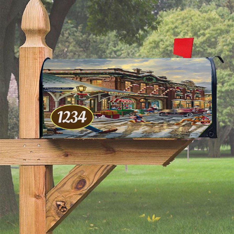 Goofy And Pluto Candy Cane Express Magnetic Mailbox Cover 18" X 21" Outdoor Decor