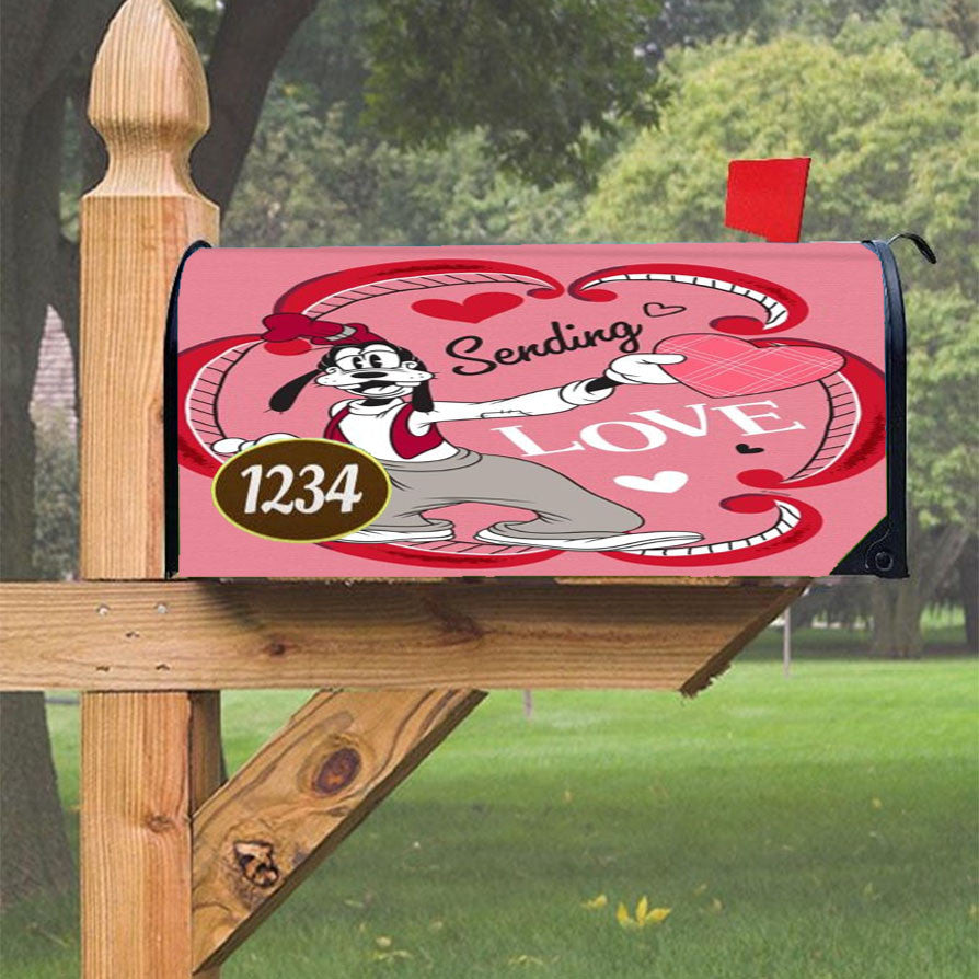 Goofy Sending Love Magnetic Mailbox Cover 18" X 21" Outdoor Decor