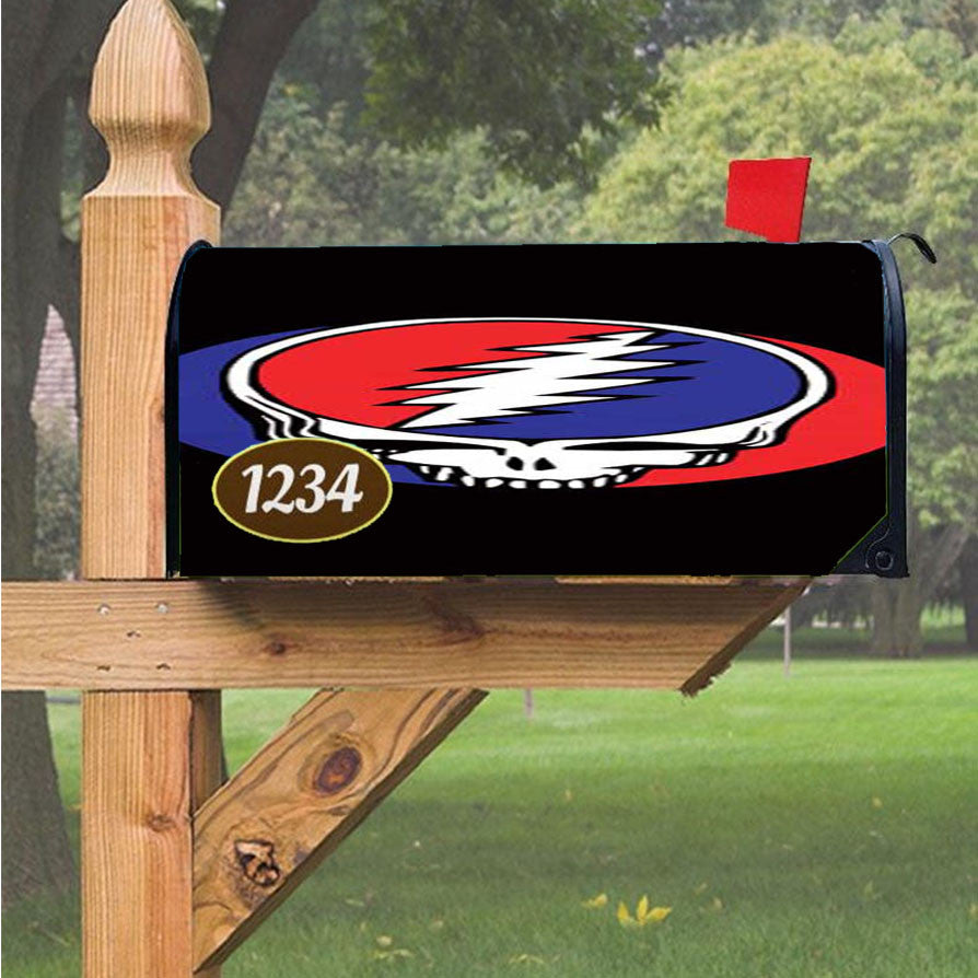 Grateful Dead Skull On Blk Magnetic Mailbox Cover 18" X 21" Outdoor Decor