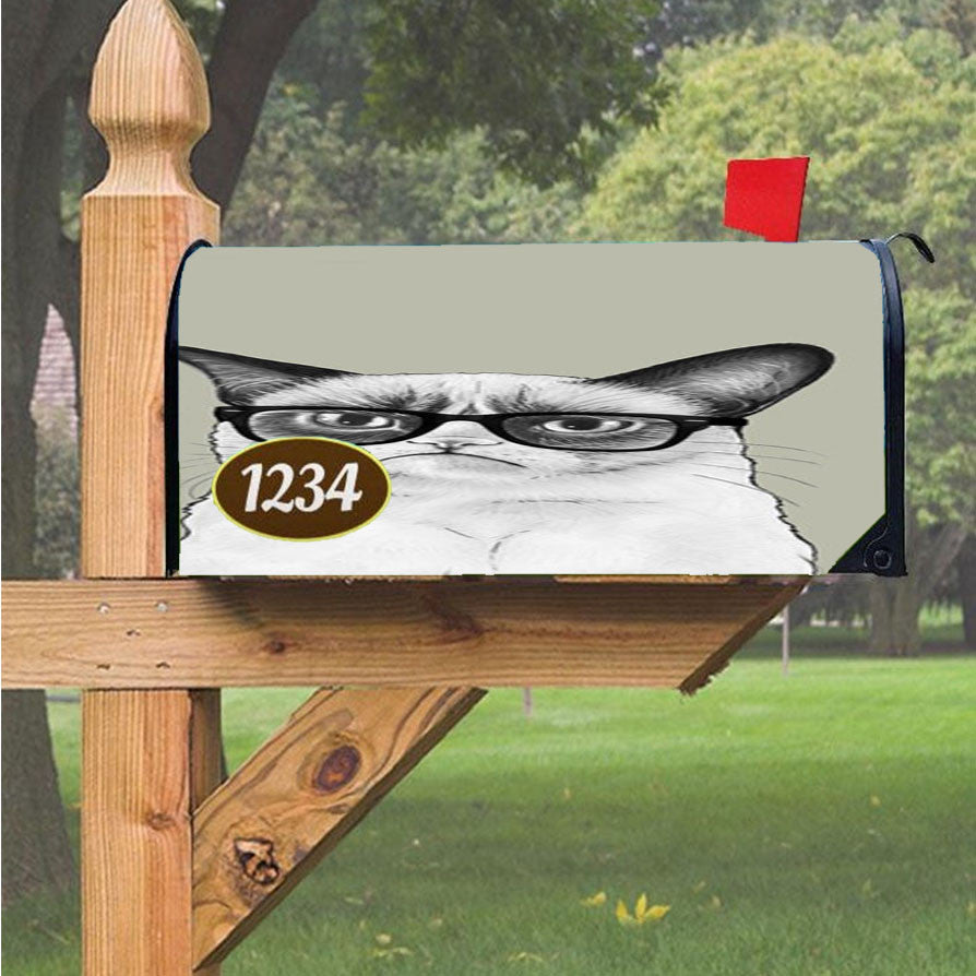 Grumpy Cat Glasses Magnetic Mailbox Cover 18" X 21" Outdoor Decor