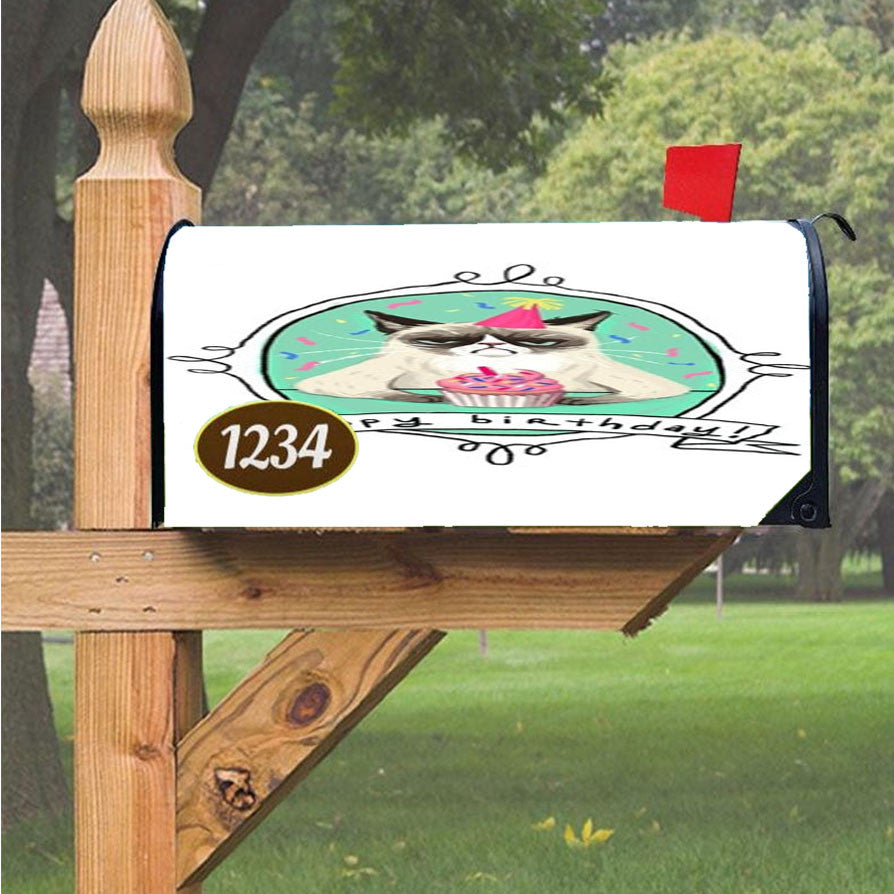 Grumpy Cat Happy Birthday Magnetic Mailbox Cover 18" X 21" Outdoor Decor