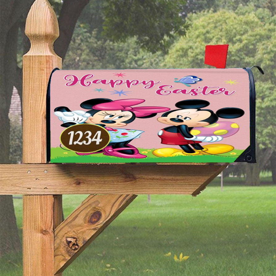 Happy Easter Mickey & Minnie Magnetic Mailbox Cover 18" X 21" Outdoor Decor
